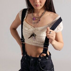 NWT FREE PEOPLE WE THE FREE BERKLEY SUSPENDER JEANS 🖤🖤